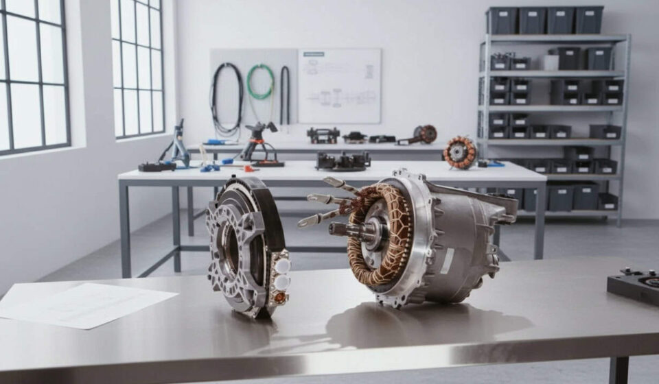 Como um motor que pesa 12,7 quilos e é capaz de produzir 750 quilowatts momentaneamente e 350–400 quilowatts continuamente