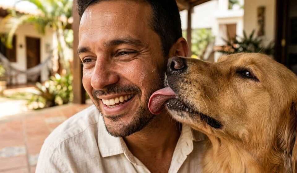 O que o cachorro realmente quer dizer quando lambe o rosto do dono