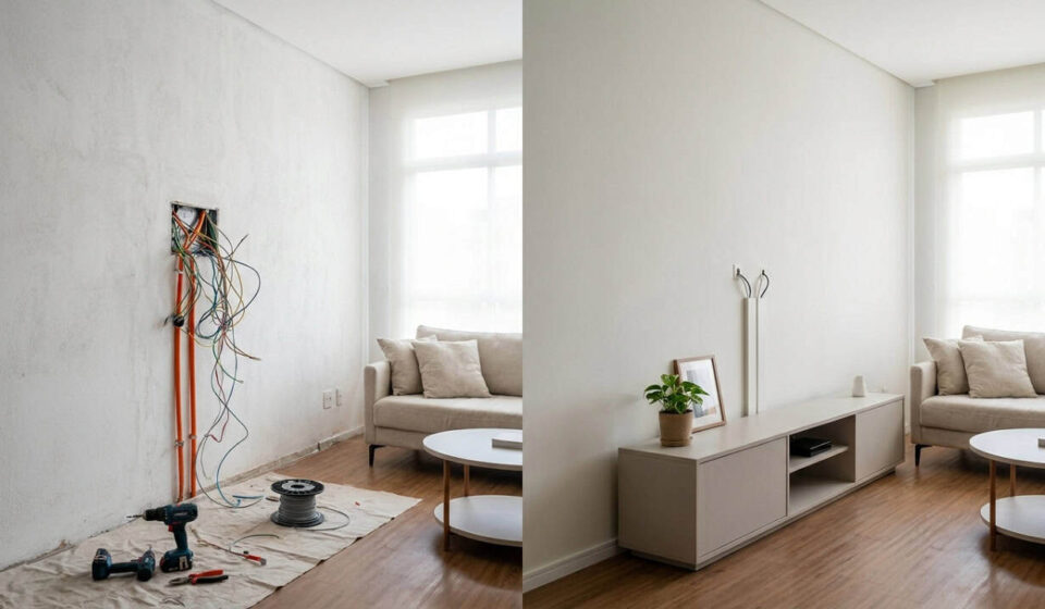Como esconder fiação elétrica aparente na parede sem obra