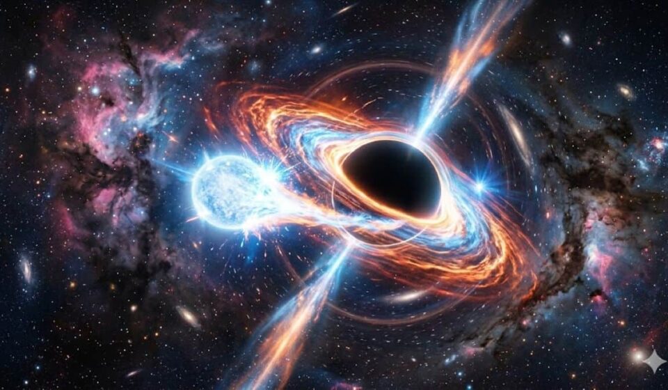 Colisão fatal entre estrela morta e superquente explica flashes azuis raros no Universo