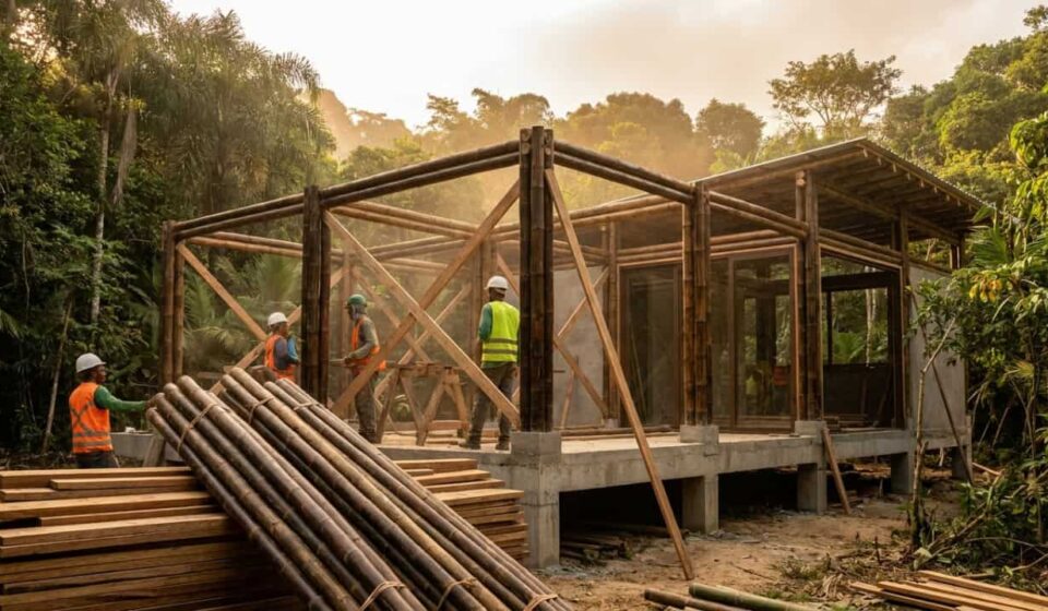 Como construir uma casa resistente e bonita usando bambu como estrutura, o material que cresce 30 cm por dia e é mais forte que o aço por quilo