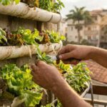 Horta vertical em calha de PVC produz alface, coentro e cebolinha o ano todo em 1 m² de parede e o investimento se paga em 40 dias