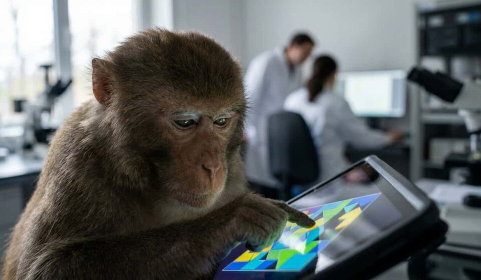 Pesquisadores revelam que macacos repetem brincadeiras até 100 vezes quando o desafio é imprevisível o suficiente para estimular o cérebro, de forma semelhante ao comportamento humano